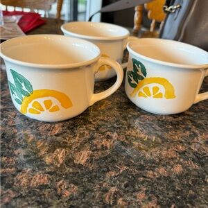 VTG lemon ELPA Alcobaca Portugal Set Of 3 large 16 oz Ceramic Mugs